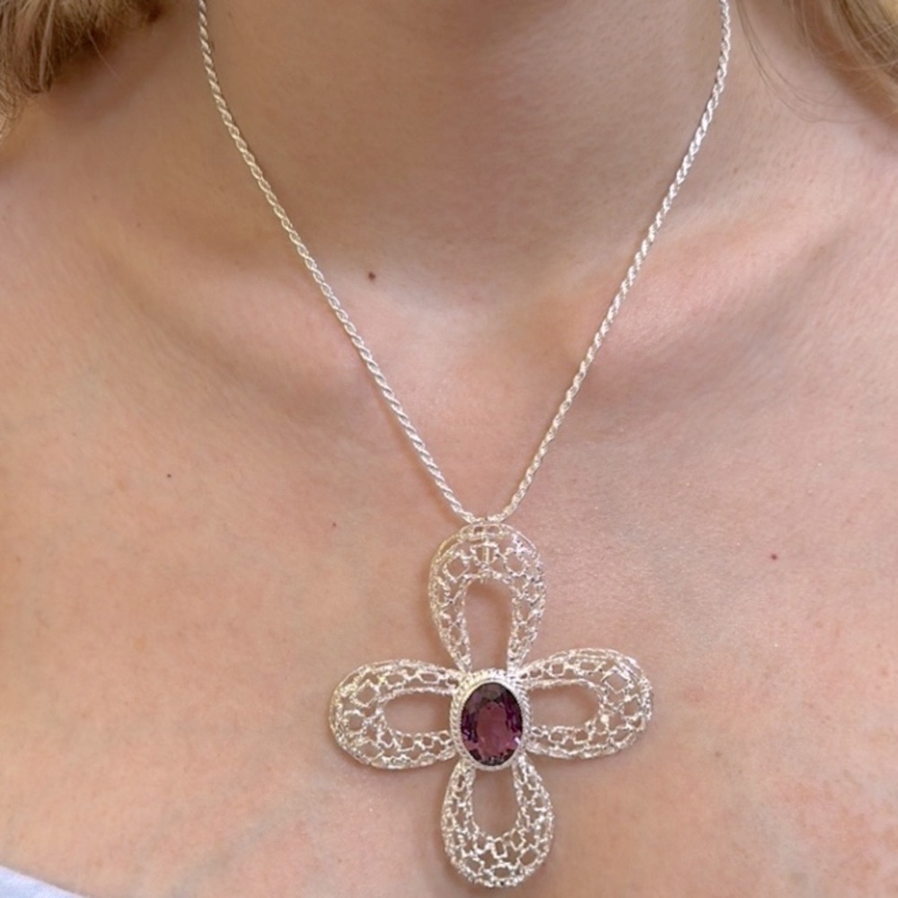 Elegant Intricate 925 Silver made in italy Necklace